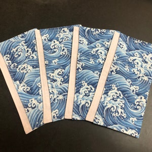 Servilletas de cóctel de tela con diseño de olas del océano japonés, regalo para anfitriones, regalo para amantes de la gastronomía, fiesta elegante, gran ola, Hokusai, ecológicas y lavables a máquina