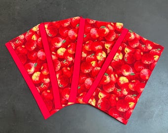 Apples Cloth Napkins, foodie apple lover host gift, harvest entertaining napkins, thanksgiving host gift, eco friendly teacher gift washable