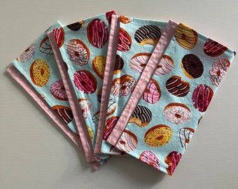 Donuts Cotton Cloth Napkins, doughnuts lover, host hostess gift, foodie gift, housewarming gift, kids lunchbox, eco friendly, breakfast food