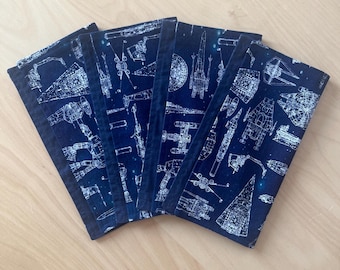 Star Wars Vehicles and Spaceships Cloth Napkins, geeky nerdy gift, host hostess gift, dad gift, housewarming gift, starwars gift, kids lunch