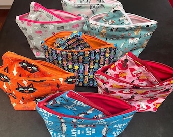 Cat Lover Zippered Bag Set, Travel pouch, Accessory Makeup Bag, Ditty Bag, Travel organizer, Purse Organizer, Cat Lady gift,
