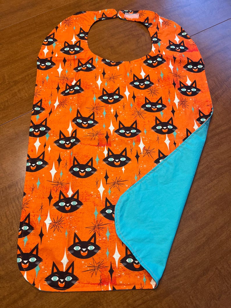 Bib Pattern Cat Adult Bib Atomic Cats, Reversible Senior Bib, Gift for Grandma, Gift ...