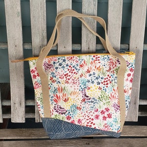 bolso monedero floral, hecho a mano, cosido, ligero, lona, cremallera, bandolera,