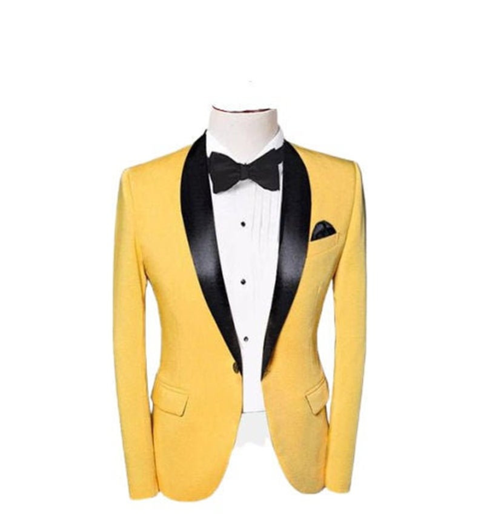 Men Tuxedo Jacket Yellow One Button Slim Fit Party Wear Etsy