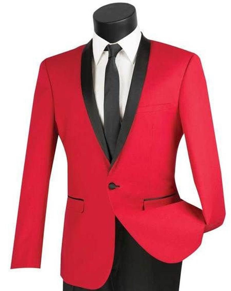Men Tuxedo Jacket Formal Fashion Tuxedo Blazer Red Wedding Slim Fit One Button Coat For Men