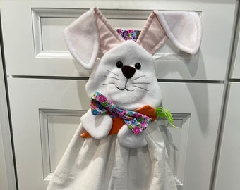 Handmade hanging Easter Bunny kitchen towel