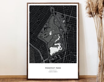 Prospect Park Map, Brooklyn Map Print, Printable Wall Art, Black and White, 11x14, 16x20, 18x24, 20x30, A3