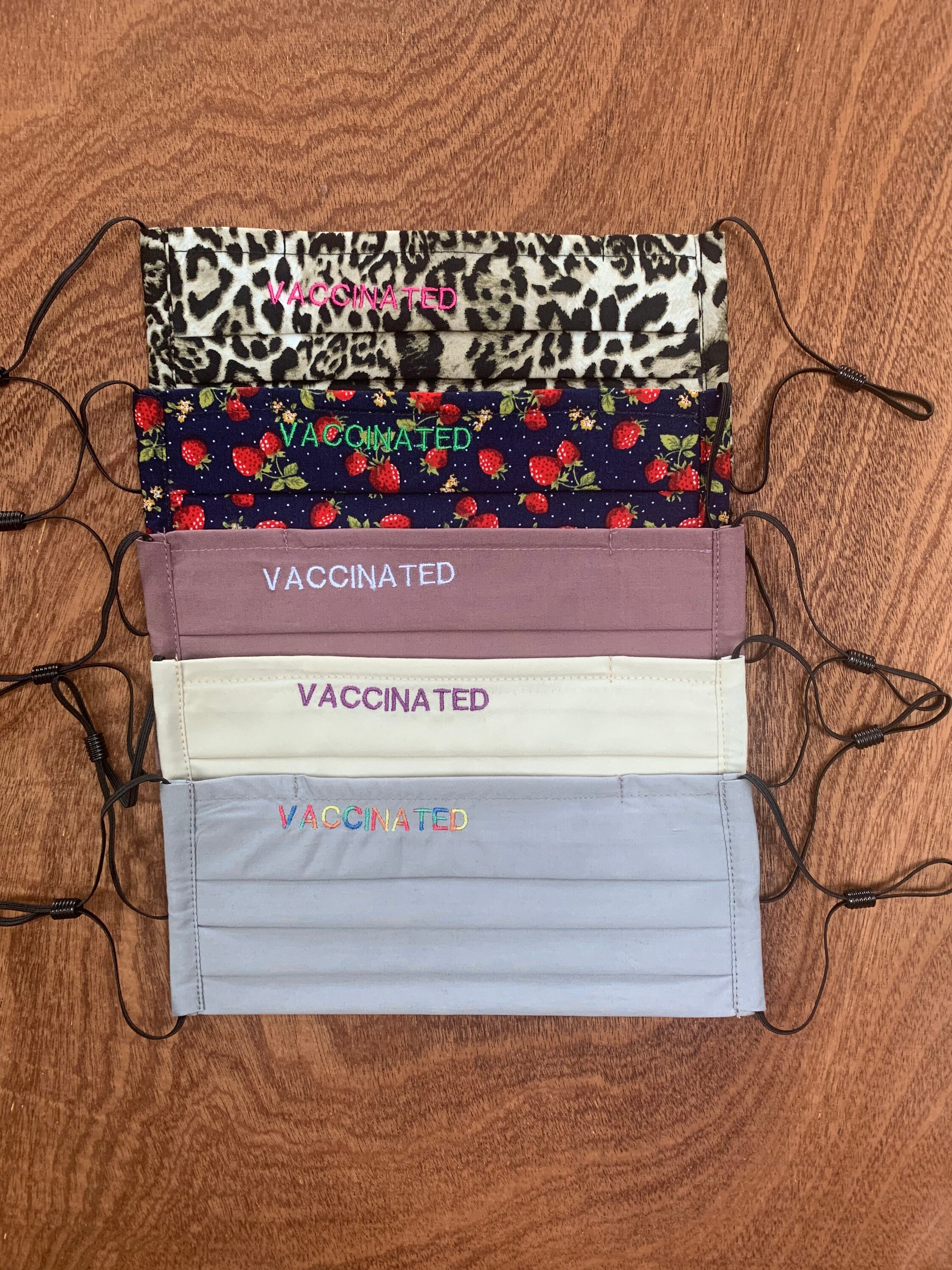 VACCINATED Embroidered 3 Layer Reusable Filter Pocket Nose Wire Face …