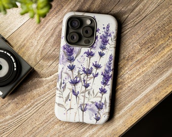 Lavender Floral Watercolor Tough Case, Floral Aesthetics, iPhone 15 14 13 12 11 Xs 8