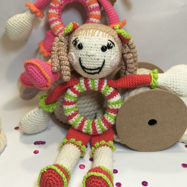 Pattern US Terms Lara-Lou Rattle Doll Ring Grabing Toy Baby Gift