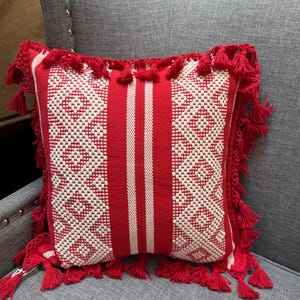 Bright red Embroidery cushion cover