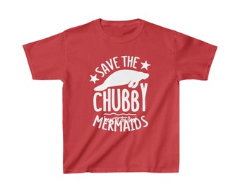 Activist Kids Heavy Cotton™ Tee - Save the Chubby Mermaid - Four Colors - Save the Manatees - Manatees Tee for Kids