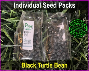 Heirloom Black Turtle Bean Seed Packs - Organic Black Bean Seeds- Non Gmo - Heirloom Vegetable Seeds - Beans - Non Gmo - Seed Package