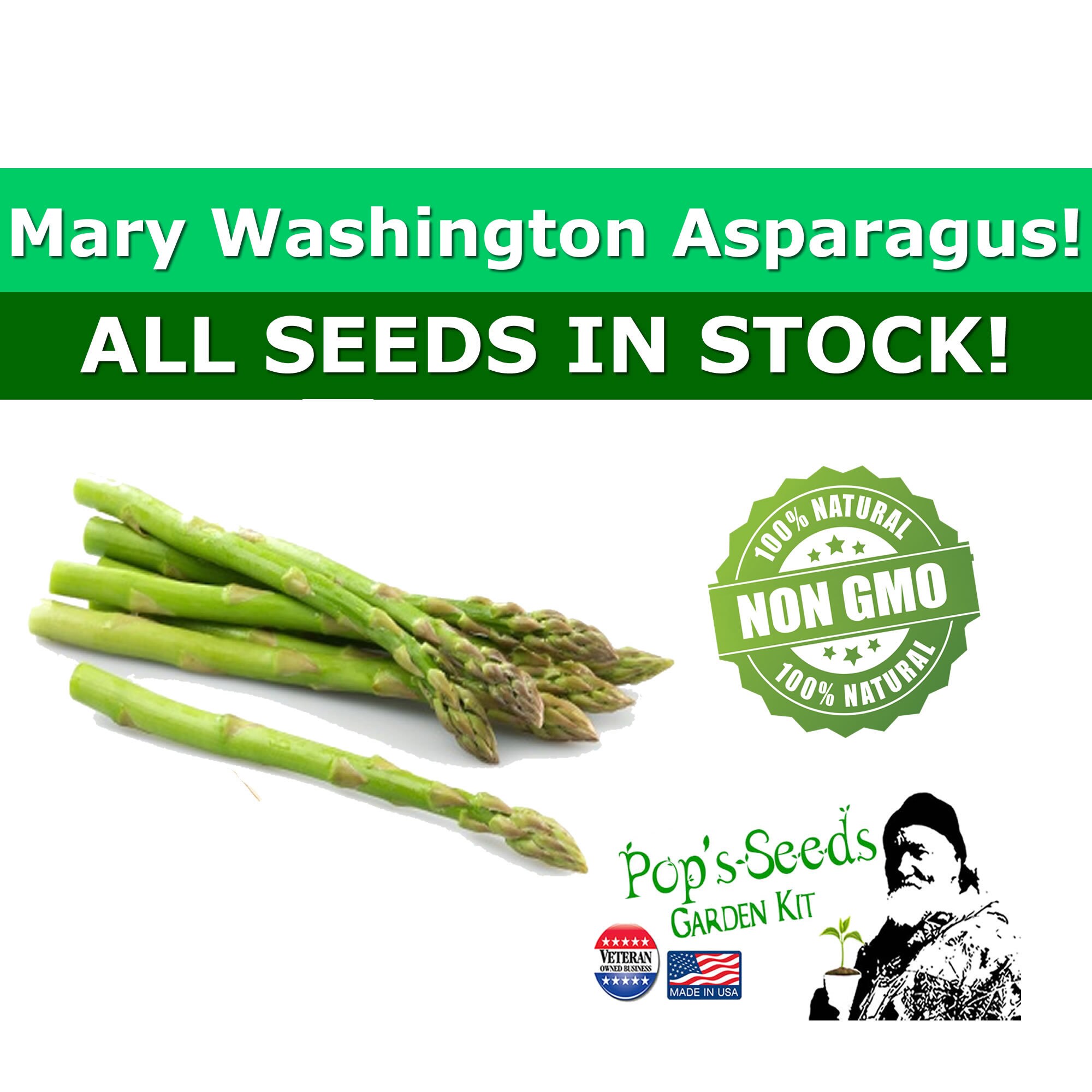 Non-GMO 150 Mary Washington Asparagus Seeds Heirloom Asparagus 