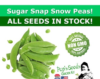 Heirloom Sugar Snap Snow Pea Seed Packs - Snap Pea Seeds- Non Gmo - Heirloom Vegetable Seeds - Peas - Non Gmo - Seed Package