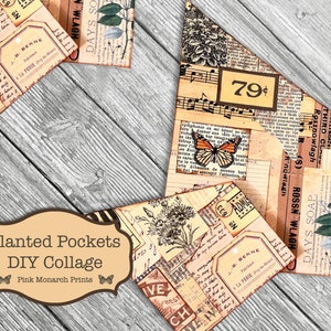 Slanted Pocket DIY Collage, Junk Journal Kit, Digital Junk Journal, Junk Journaling Ephemera, Junk Journal, Junk Journaling Kit, Tags, Pocke