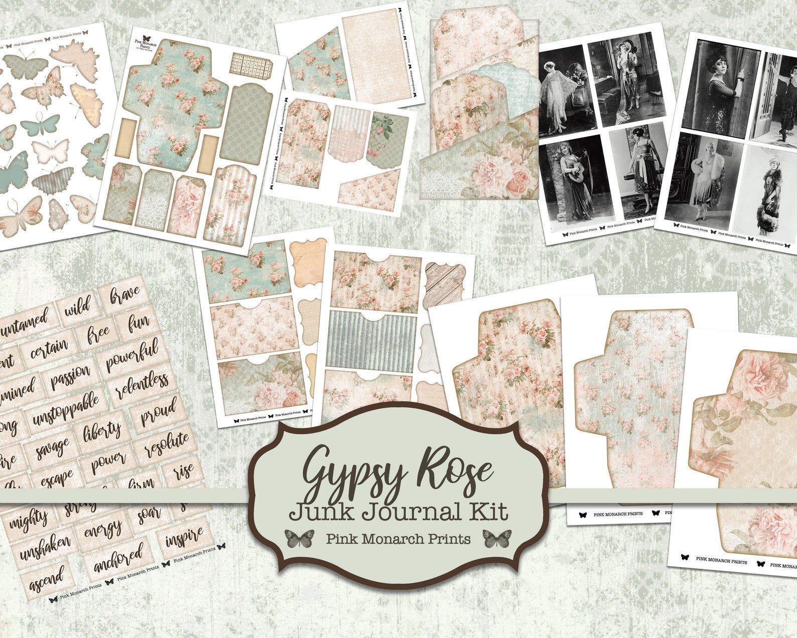 Junk Journal Digital Kits Junk Journal Kits Gypsy Rose Junk Etsy