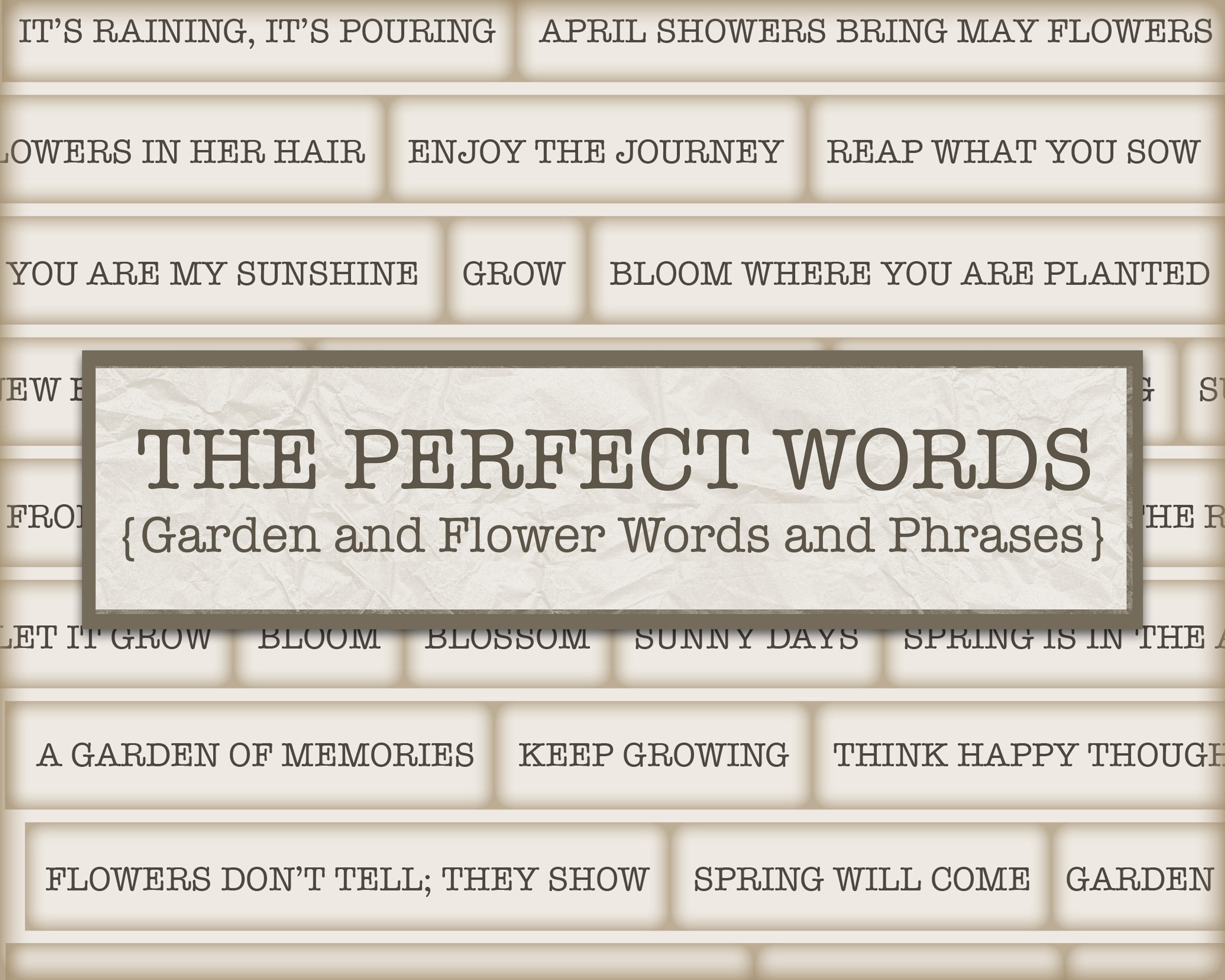 Junk Journaling Words, Words for Junk Journals, Garden Junk Journal, Printable Words, Botanical, Floral, Junk Journaling, Printable, Digital