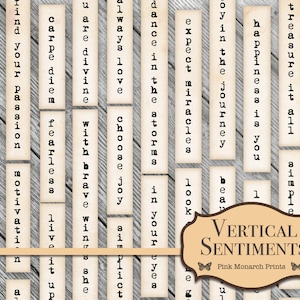 Vertical Sentiments, Digital Inspirational Words, Embellishments for Junk Journals, Printable Junk Journaling Words, Collage Ephemera, Words