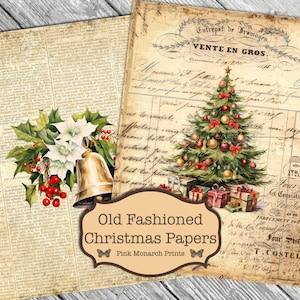 Old Fashioned Christmas Papers, Printable Papers, Digital Junk Journal, Printable Junk Journal, Christmas Junk Journal, Traditional Junk