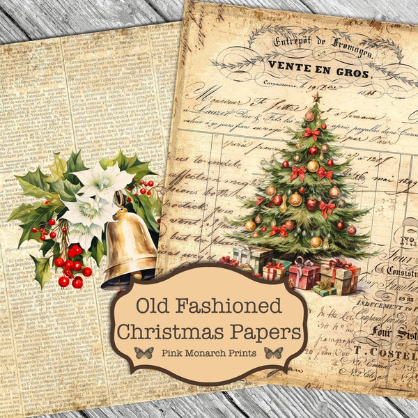 Papiers de Noël à l’ancienne, papiers imprimables, journal de courrier indésirable numérique, journal de courrier indésirable imprimable, journal de courrier indésirable de Noël, courrier indésirable traditionnel