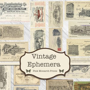 Kit diario indesiderato, Effimeri di Junk Journaling, Effimeri vintage, Fatture, Abbellimenti del diario indesiderato, Fatture vintage, Digitale, Tipografia