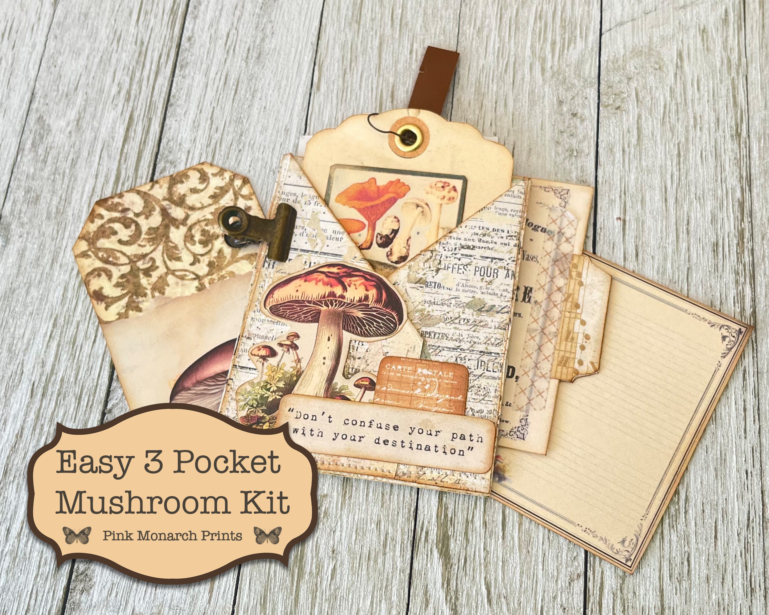 Ephemera Filled Junk Journal Pocket Handmade, With Vintage/Happy