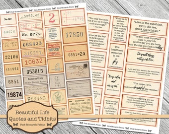 Beautiful Life Quotes and Tidbits, Digital Words, Embellishments for Junk Journals, Printable Junk Journaling Words, Collage Ephemera