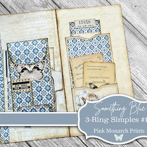 Something Blue #10 : 3-Ring Super Simple, Folio, Junk Journal, Numérique, Imprimable, Fournitures de Junk Journaling, Large Envelope Bellyband