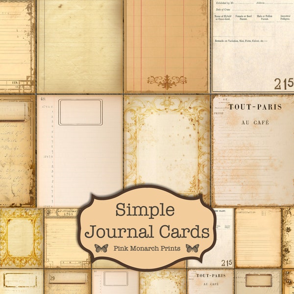 Simple Journal Tags, Printable Junk Journal, Junk Journal Kit, Junk Journaling Digitals, Junk Journal, Junk Journaling Tags, Blank Cards