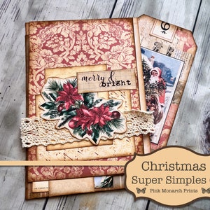 Christmas Super Simples 6, Junk Journal Kit, Junk Journal, Folio, Junk Journaling Ephemera, Christmas Junk Journal, Pink Monarch Prints