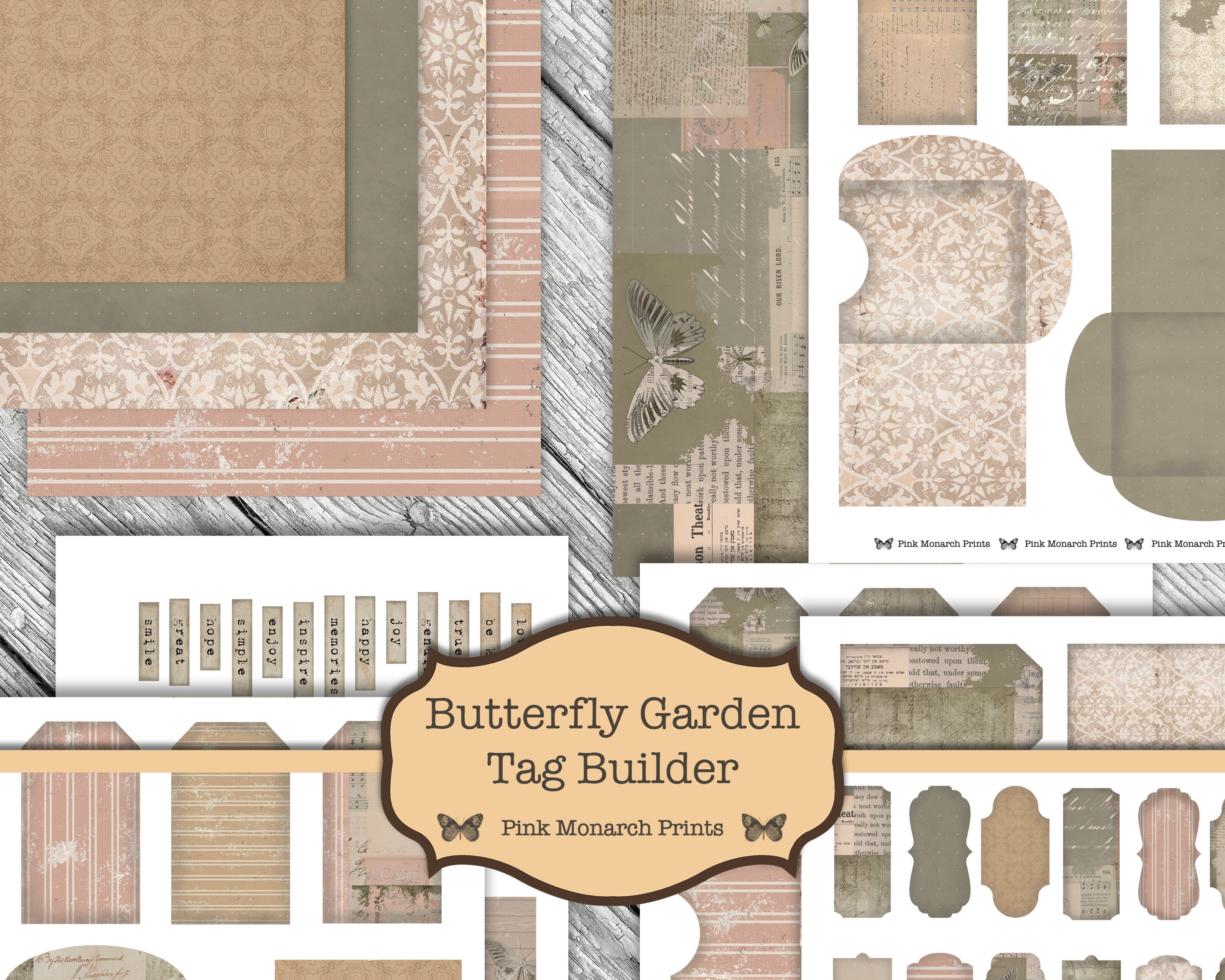 Vintage Tag Builder, Junk Journal Kit, Junk Journaling Digitals ...