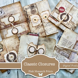Classic Closures, Junk Journal Supplies, Vintage Ephemera, Junk Journal Ephemera, Digital Download, Junk Journal Printable, Vintage Tickets