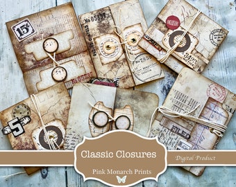 Classic Closures, Junk Journal Supplies, Vintage Ephemera, Junk Journal Ephemera, Digital Download, Junk Journal Printable, Vintage Tickets