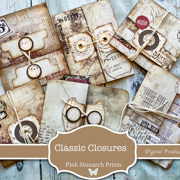 Classic Closures, Junk Journal Supplies, Vintage Ephemera, Junk Journal Ephemera, Digital Download, Junk Journal Printable, Vintage Tickets