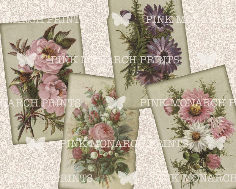 Ephemera Vintage Embellishments for Junk Journals Digital Flower Prints Junk Journaling Cards Digital Flower Clipart Ephemera Flowers
