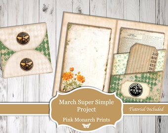 March Super Simple Project, Printable, Digital, Green, Junk Journal Kit, Junk Journaling, Super Simple, from March 2024 subscription, Grungy