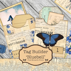 Bluebell Tag Builder Kit, Junk Journal Kit, Junk Journaling Digitals, Printable Junk Journal, Digital Junk Journal, Junk Journaling Supplies