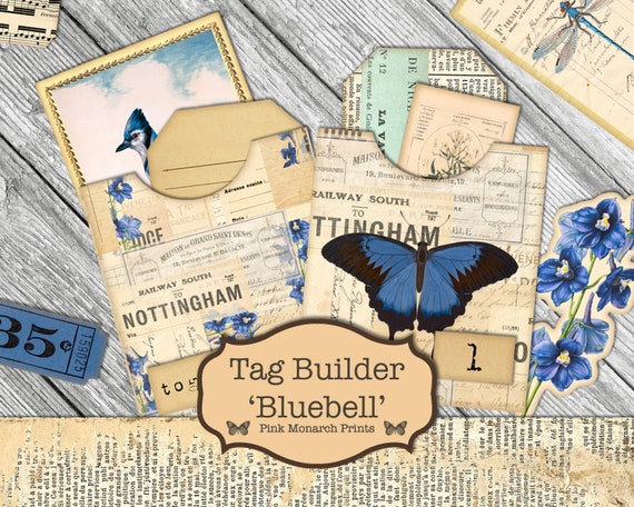 Bluebell Tag Builder Kit, Junk Journal Kit, Junk Journaling