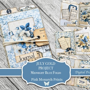 July 2024 GOLD Project, Mini Junk Journal Full Junk Journal, Shabby Chic Papers, Junk Journal Kit, Shabby Chic Junk Journal, Pink Monarch