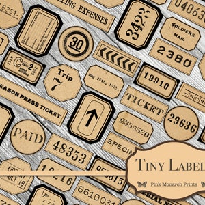 Tiny Labels, Junk Journal Supplies, Vintage Ephemera, Junk Journal Ephemera, Digital Download, Junk Journal Printable, Labels