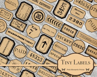 Tiny Labels, Junk Journal Supplies, Vintage Ephemera, Junk Journal Ephemera, Digital Download, Junk Journal Printable, Labels