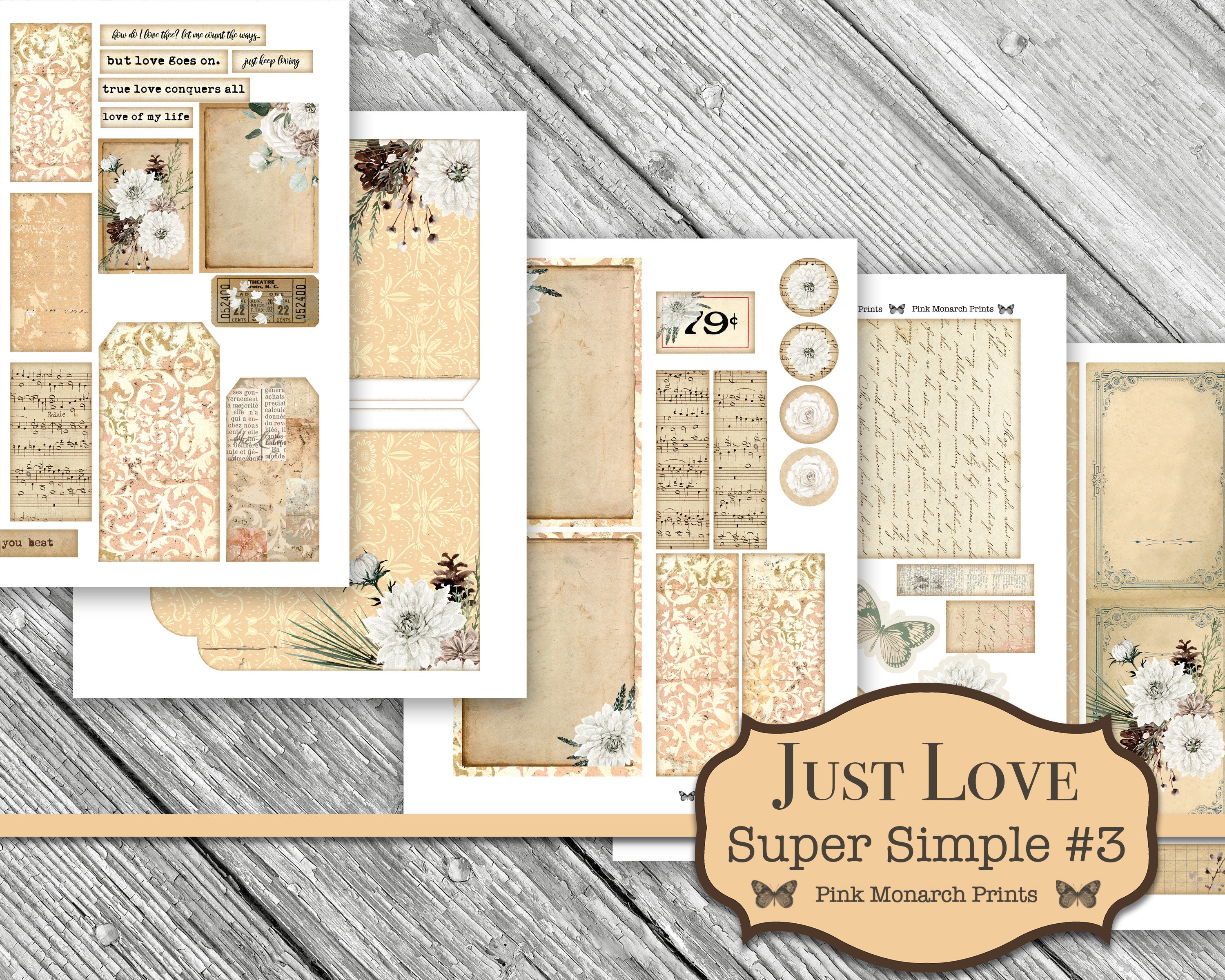 Just Love Super Simples 3, Junk Journal Kit, Junk Journal, Folio, Junk Journaling Ephemera, Wedding, Winter Junk Journal, Pink Monarch Print - Etsy Just Love Super Simples 3, Junk Journal Kit, Junk Journal, Folio, Junk Journaling Ephemera, Wedding, Winter Junk Journal, Pink Monarch Print - Etsy