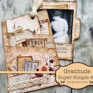 Dankbarkeit Super Simples 2, Junk Journal Kit, Junk Journal, Folio, Junk Journaling Ephemera, Thanksgiving Junk Journal, Pink Monarch Drucke