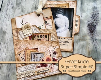 Gratitude Super Simples 2, Junk Journal Kit, Junk Journal, Folio, Junk Journaling Ephemera, Thanksgiving Junk Journal, Pink Monarch Prints