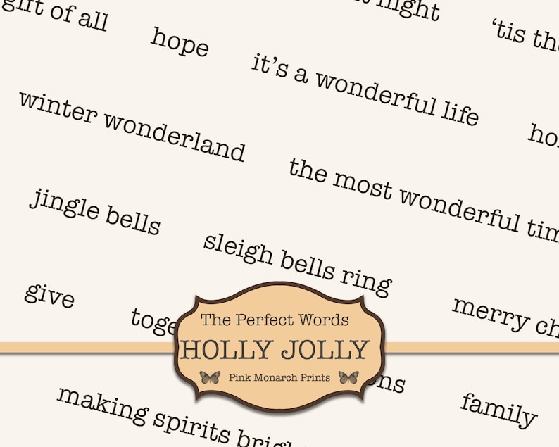 Christmas Words Digital Christmas Words and Phrases Words | Etsy