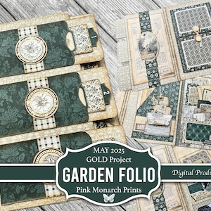 Garten Folio, Mai 2025 Gold Project, Digital Junk Journal, Printable, Junk Journal Folio, Junk Journal Kit, Folio, Digital