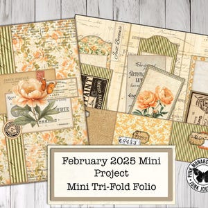 February 2025 Mini Project, Mini Tri-Fold Folio, Printable Kit, Junk Journal Folio, Digital Junk Journal, Folio, Journal, Paper Craft Spring