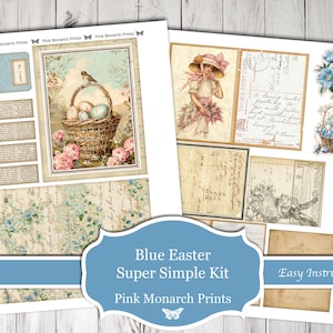 Blue Easter Super Simple, Printable Kit, Digital, Junk Journal Kit, Junk Journal, Junk Journaling, Pink Monarch Prints, Vintage, Scrapbook zdjęcie 5