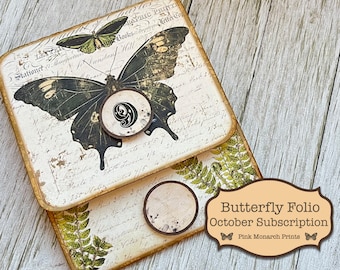 Butterfly Folio, October Subscription, Junk Journal Kit, Digital Junk Journal, Junk Journal Folio, Junk Journaling, Digital Folio, Easy